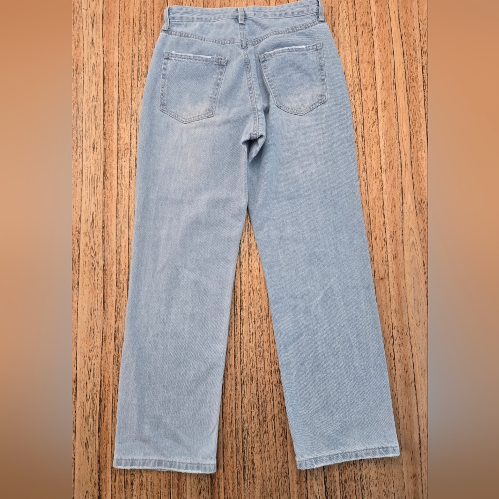 Girl Index Womens Light Washed Size 7 Straight Leg 100% Cotton Jeans - Picture 11 of 13